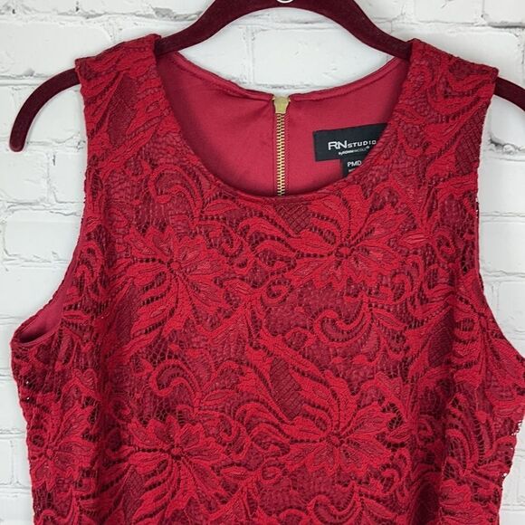 Red Lace Dress Petite Medium - Picture 2 of 7